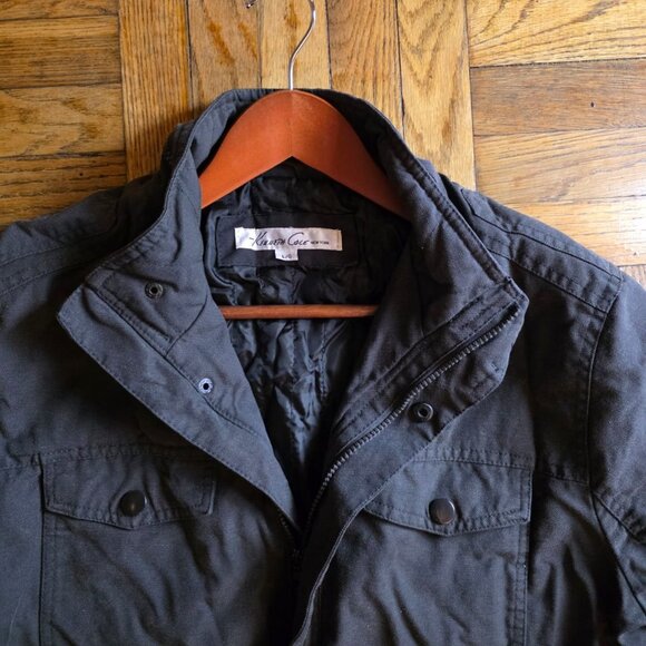 Vintage Kenneth Cole New York Mens Bomber Jacket ( L )Gray Full Zip Military EUC - Picture 4 of 7